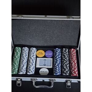300-Piece Poker Chip Set with Aluminum Case Cards 10 Gram Casino Chips AND DECK
